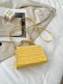 Mini Crocodile Embossed Flap Square Bag