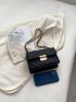 Mini Chevron Detail Flap Chain Square Bag