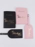 2pcs Letter Graphic Passport Case & 2pcs Luggage Tag