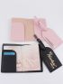 2pcs Letter Graphic Passport Case & 2pcs Luggage Tag