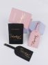 2pcs Letter Graphic Passport Case & 2pcs Luggage Tag