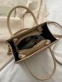 Mini Geometric Embossed Double Handle Square Bag