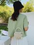 Mini Faux Pearl Chain Bucket Bag With Inner Pouch