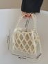 Mini Faux Pearl Chain Bucket Bag With Inner Pouch