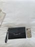 Crocodile Embossed Metal Swan Decor Flap Square Bag