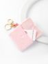 Snap Button Fluffy Coin Purse RFID Anti-theft