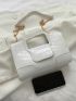 Crocodile Embossed Chain Square Bag