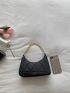 Quilted Detail Chain Hobo Bag