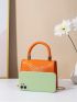 Mini Neon Orange Snakeskin Embossed Flap Square Bag