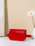 Mini Neon Red Crocodile Embossed Belt Bag