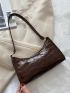 Crocodile Embossed Baguette Bag