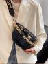 Chain Decor Fanny Pack Metal Horse Decor Zipper Adjustable Strap Fashion PU