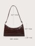 Crocodile Embossed Baguette Bag