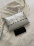 Metallic Studded Decor Square Bag With Wristlet