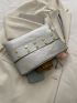 Metallic Studded Decor Square Bag With Wristlet