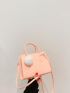 Chevron Pattern Felt Square Bag With Pom Pom Charm