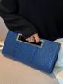 Crocodile Embossed Double Handle Square Bag