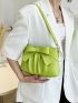 Neon Lime Bow Decor Ruched Bag