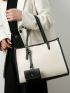 3pcs Geometric Pattern Shoulder Tote Bag Set, Best Work Bag For Women