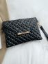 Quilted Studded Decor Flap Square Bag With Wristlet