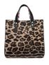 Leopard Pattern Twilly Scarf Decor Tote Bag With Square Bag, Best Work Bag For Women