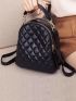 Litchi Embossed Argyle Quilted Classic Backpack