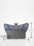 Rhinestone Decor Chain Box Bag