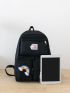 4pcs Rainbow Print Release Buckle Decor Functional Backpack Set
