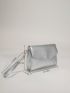 Metallic Snakeskin Embossed Flap Square Bag