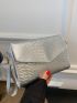 Metallic Snakeskin Embossed Flap Square Bag