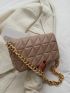 Quilted Chain Flap Square Bag