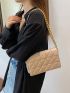 Quilted Chain Flap Square Bag