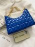 Quilted Detail Chain Baguette Bag