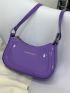 Mini Neon Purple Letter Graphic Hobo Bag