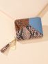 Snakeskin Print Tassel Decor Coin Purse