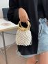 Mini Drawstring Design Ring Handle Crochet Bag
