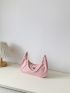 Faux Pearl Chain Baguette Bag