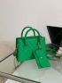 Stitch Detail Double Handle Square Bag With Coin Purse