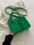 Stitch Detail Double Handle Square Bag With Coin Purse