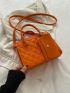 Neon Orange Stitch Detail Double Handle Square Bag With Coin Purse