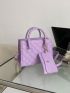 Stitch Detail Double Handle Square Bag With Coin Purse