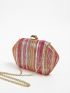 Striped Pattern Satin Box Bag