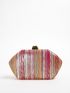 Striped Pattern Satin Box Bag