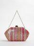 Striped Pattern Satin Box Bag