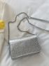 Mini Metallic Crocodile Embossed Flap Square Bag