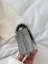 Mini Metallic Crocodile Embossed Flap Square Bag