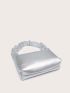 Metallic Rhinestone Decor Top Handle Square Bag