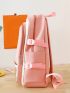 4pcs Letter Patch Decor Functional Backpack With Bag Charm