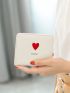 Heart Embroidered Snap Button Small Wallet