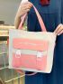 4pcs Letter Patch Decor Functional Backpack Set With Cartoon Bag Charm